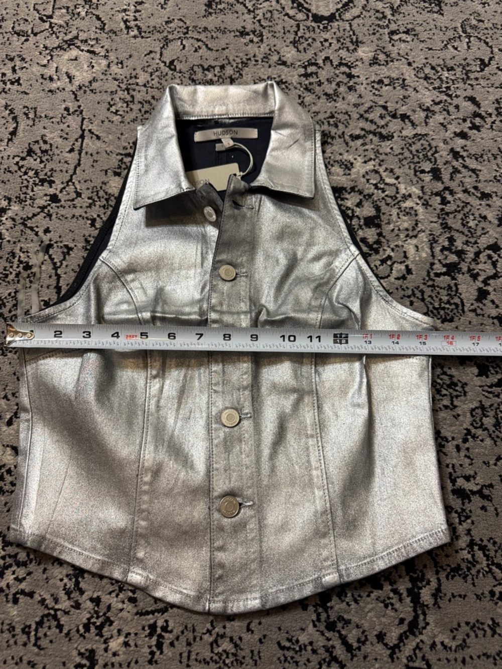Hudson Metallic Silver Button-Front halter Vest - Picture 5 of 7